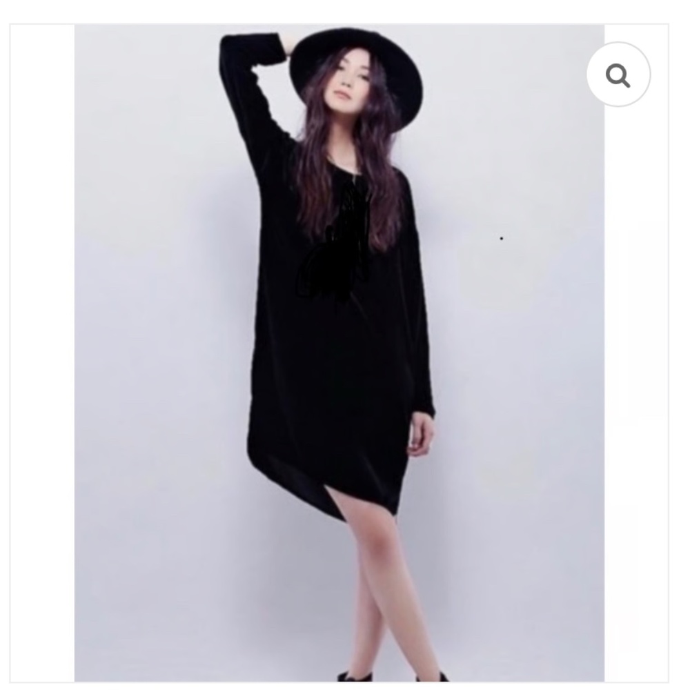 Free People x CP Shades Velvet Dress Long Sleeve Black